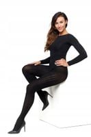 RAJSTOPY CZARNE MATOWE CLARA2 BEZPALCOWE DAMSKIE WZÓR PASKI 90 DEN MORAJ R2