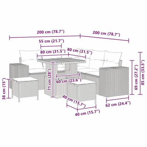 Zestaw Sof na Ogród 8 pcs Czarny polirattan na Arena.pl