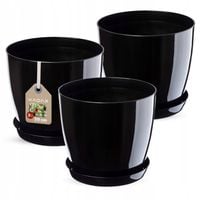 KADAX 3x Doniczka Osłonka Czarna Połysk 20cm