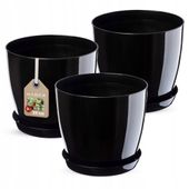 KADAX 3x Doniczka Osłonka Czarna Połysk 20cm