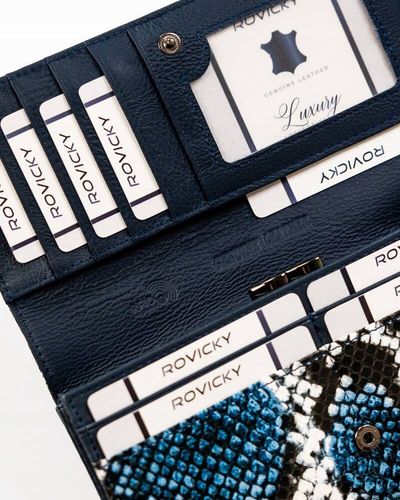 duży portfel damski o fakturze imitującej skórę węża - 4u cavaldi na Arena.pl