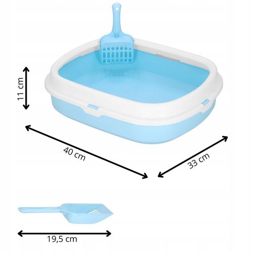 DUŻA KUWETA DLA KOTA Z RAMKĄ 40x33cm TOALETA OTWARTA NA ŻWIREK XL + ŁOPATKA na Arena.pl