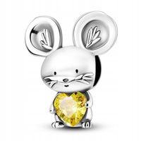 Zawieszka SREBRO 925 Charms Koralik Myszka z sercem