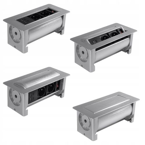 Gniazdo obrotowe wpuszczane do biurka blatu mediaport 230v SPS-O24S na Arena.pl