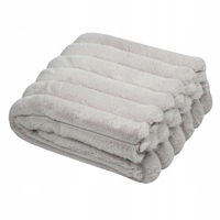 KOC POLAROWY PUSZYSTY SZARY 130 X 160 CM POLIESTER PRĄŻKI