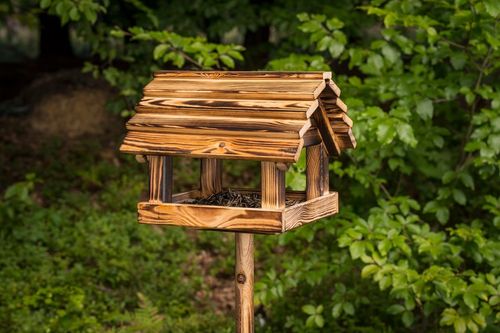 Karmnik Dla Ptaków Na Ziarno Duży Stojący Opalany Solidny + Słonecznik na Arena.pl