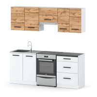 Kuchnia Nowoczesna Modułowa Pojemna Z Blatem 2m Biały Dąb Wotan Biały Mat