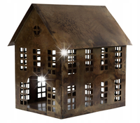 LAMPION DOMEK metalowy złoty 35x25cm