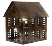 LAMPION DOMEK metalowy złoty 35x25cm