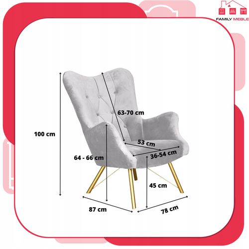 Fotel skandynawski uszak Luna Print Duo Family meble do biblioteki czytelni na Arena.pl