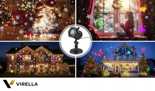 PROJEKTOR OGRODOWY LASEROWY ŚWIĄTECZNY REFLEKTOR NA DOM 12 KART 48 WZORÓW na Arena.pl