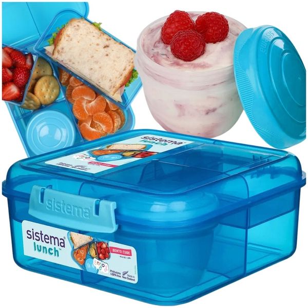 LUNCH BOX ŚNIADANIÓWKA SISTEMA POJEMNIK BOX BENTO 1250ml Z PRZEGRÓDKAMI SOS zdjęcie 1