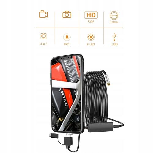 KAMERA ENDOSKOPOWA INSPEKCYJNA ANDROID PC APP USB-C 3.9mm 3.5m 6 LED IP67 na Arena.pl
