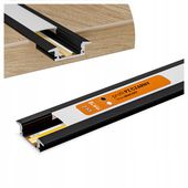 PROFIL aluminiowy do taśma LED czarny wpuszczany klosz 2M zestaw