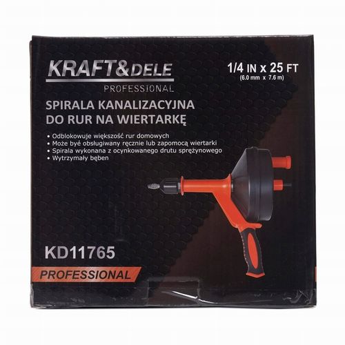 SPIRALA BĘBNOWA KANALIZACYJNA 6,00mm x 7,6 m DO UDRAŻNIANIA RUR - na Arena.pl