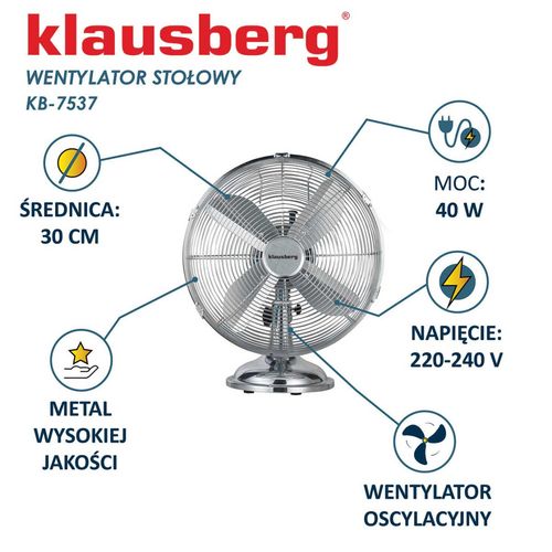 wentylator wiatrak cyrkulacyjny biurkowy klausberg kb-7537 na Arena.pl