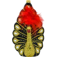 Bombka choinkowa: Paw z piórami: czarno-złoty