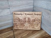 Obrazek Pamiątka Pierwszej Komunii Świętej Prezent drewniany Jezus IHS