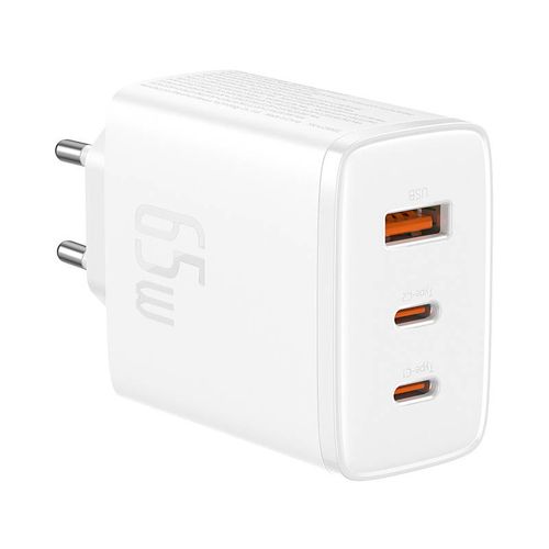 ładowarka sieciowa baseus os-cube pro 2xusb-c + usb, 65w (biała) na Arena.pl