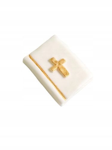 ZESTAW CUKROWY KOMUNIA KSIĄŻECZKA + HOSTIA BIAŁA komunijny dekoracja TORT N na Arena.pl