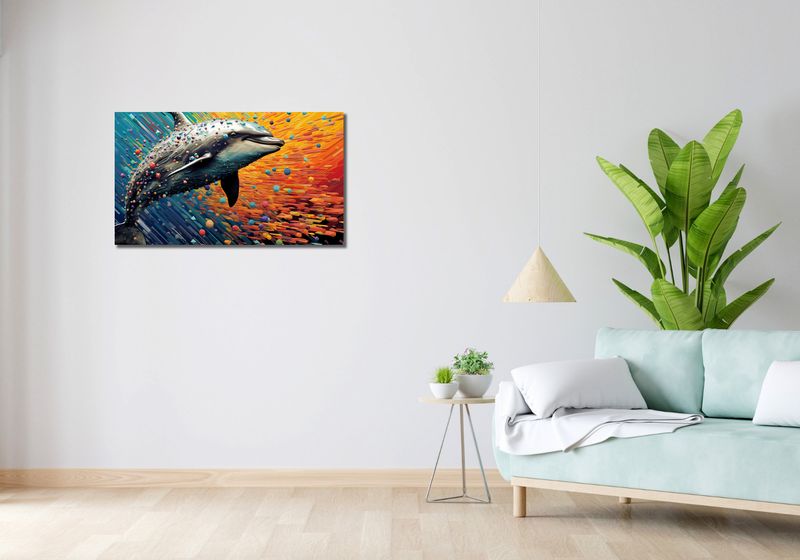 Obraz 90x50cm Delfin w Palecie Barw zdjęcie 2
