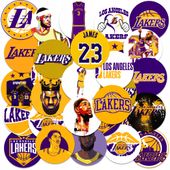 NAKLEJKI NA ZESZYT NALEPKA Z POSTACIAMI KÓŁKO KOSZYKÓWKA LAKERS WZORY 23EL