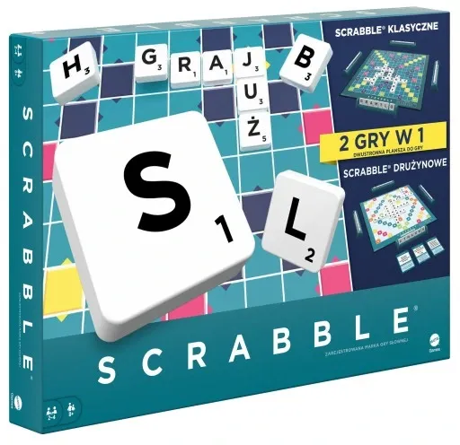 GRA SCRABBLE ORIGINAL 2 GRY W 1 wersja polska, najnowsze wydanie HXM53 zdjęcie 1