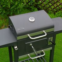 GRILL OGRODOWY WĘGLOWY Z POKRYWĄ I PÓŁKAMI VL14 SZARY + SZCZYPCE