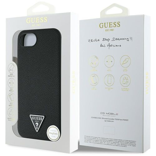 etui guess grained triangle magsafe do   iphone 16e czarny na Arena.pl