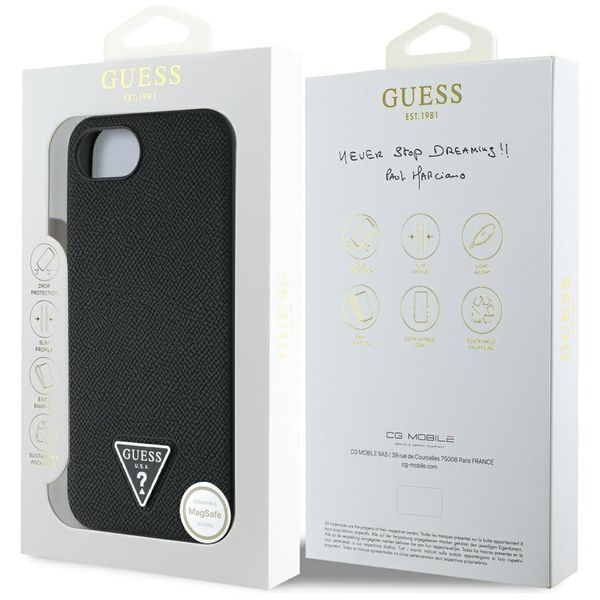 etui guess grained triangle magsafe do   iphone 16e czarny zdjęcie 8