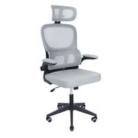 Ergonomiczne Krzesło Biurowe L069G-B szare - Fotel Obrotowy z Oddychającą Siatką Mesh dla Ucznia czarna podstawa