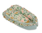 Kokon niemowlęcy kojec otulacz Premium z falbanką - Rabbit with flowers