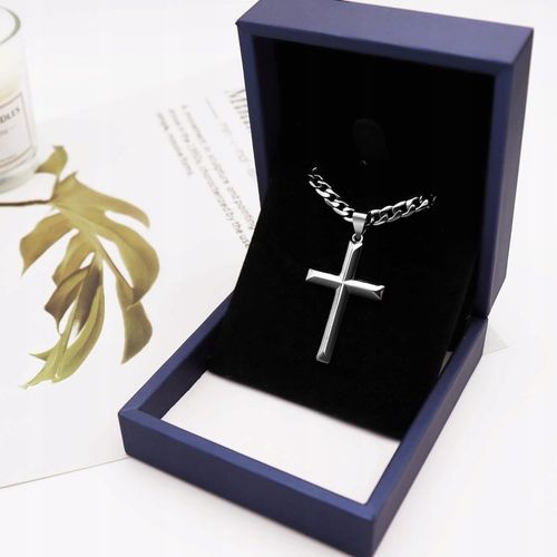 SREBRNY ŁAŃCUSZEK Z KRZYŻYKIEM MĘSKI ŁAŃCUCH PEŁNY KRZYŻ DIAMENTOWANY na Arena.pl