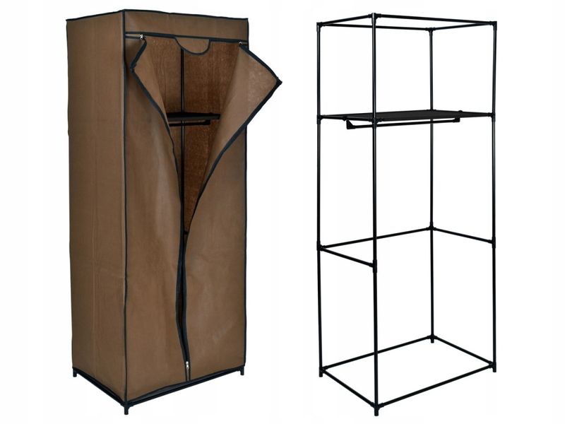 Szafa tekstylna z półką Fela - ciemny brąz zdjęcie 1