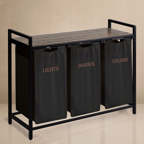 KOSZ NA PRANIE TRZYKOMOROWY BIELIZNĘ DUŻY POJEMNIK Z POKRYWĄ 3 KOMORY na Arena.pl