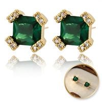 kolczyki ze stali szlachetnej pozłacane 14k złotem, z cyrkoniami kst3416