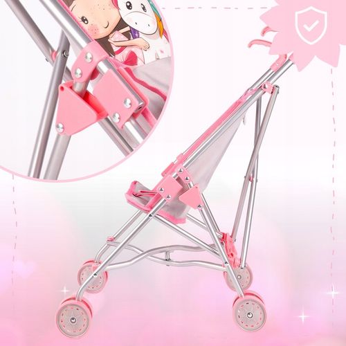 WÓZEK DLA LALEK LEKKI SKŁADANY PARASOLKA SPACERÓWKA JEDNOROŻEC KSIĘŻNICZKA na Arena.pl