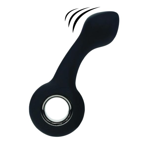 Vibrating Bulb Silicone Prostate Massager With Loop - Black zdjęcie 1