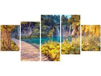 70CM 150CM OBRAZ 5 ELEM JEZIORO PLITVICE JESIENIĄ ŚCIENNY