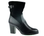 Botki damskie na słupku 7,5 cm. ocieplane czarne Rozmiar obuwia - 38