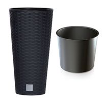 Doniczka RATO wysoka DRTUS250 z wkładem | Antracyt, Kształt Okrągły, Wymiary 25x48 cm, Kolor Antracyt, Prosperplast