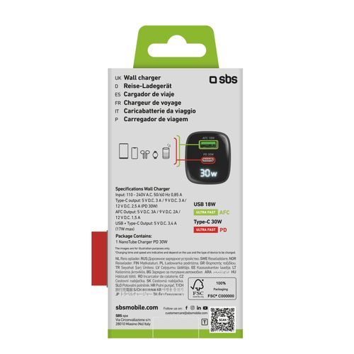 Ładowarka sieciowa SBS USB-C PD 30W, USB-A 18W na Arena.pl