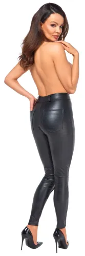 noir spodnie damskie snake skin s z dwukierunkowym zamkiem w kroku na Arena.pl