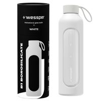 Motywacyjna szklana butelka na wodę 1l Wessper B1 BOROSILICATE White