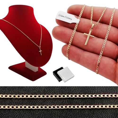 ZŁOTY ŁAŃCUSZEK+KRZYŻYK PREZENT NA CHRZEST KOMUNIĘ DLA CHŁOPCA DZIEWCZYNKI na Arena.pl