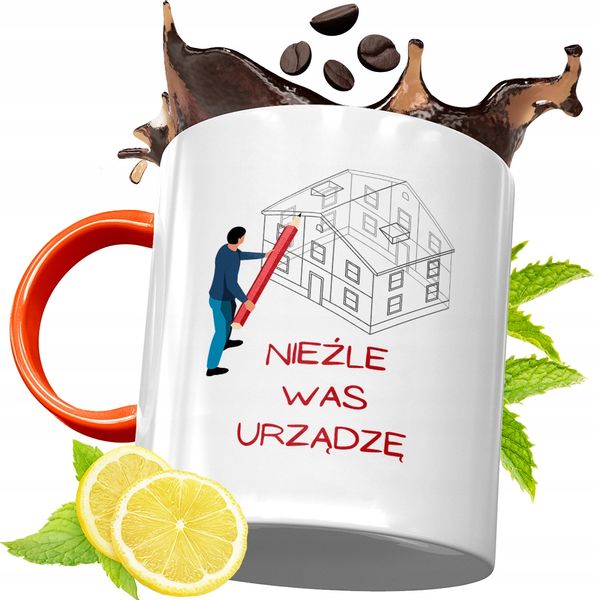 Kubek Pomarańczowy Dla Architekta Prezent Z Nadrukiem Ze Zdjęciem zdjęcie 1