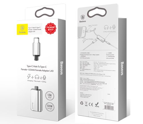 Baseus przejściówka adapter USB Type-C mini jack srebrny na Arena.pl