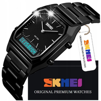 ELEGANCKI ZEGAREK MĘSKI SKMEI NA BRANSOLECIE STAL 304 PREMIUM PODŚWIETLENIE