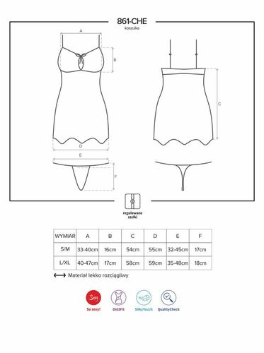 Satynowa Koszulka i Stringi - Obsessive 861-CHE-5 S/M na Arena.pl