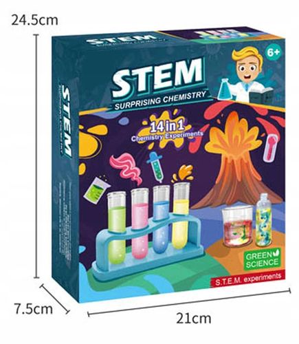 EKSPERYMENTY DLA DZIECI ZESTAW EDUKACYJNY WULKAN MAŁY CHEMIK 14W1 WYBUCH na Arena.pl
